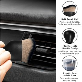 Dickno 2 cepillos de polvo para interior de coche, cepillos suaves sin arañazos para detallado automotriz, herramienta universal de limpieza de interior de vehículo para tablero automotriz, rejillas