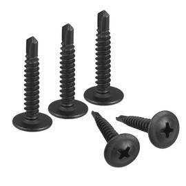 sourcing map Pack of 200 Self-Tapping Phillips Screws #8 x 1 Inch Carbon Steel Self-Drilling Tapping Screws Black