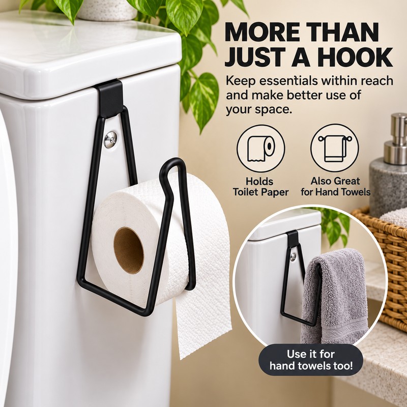 Metal Toilet Paper Holder for Bathroom – No-Drill Wall Mount