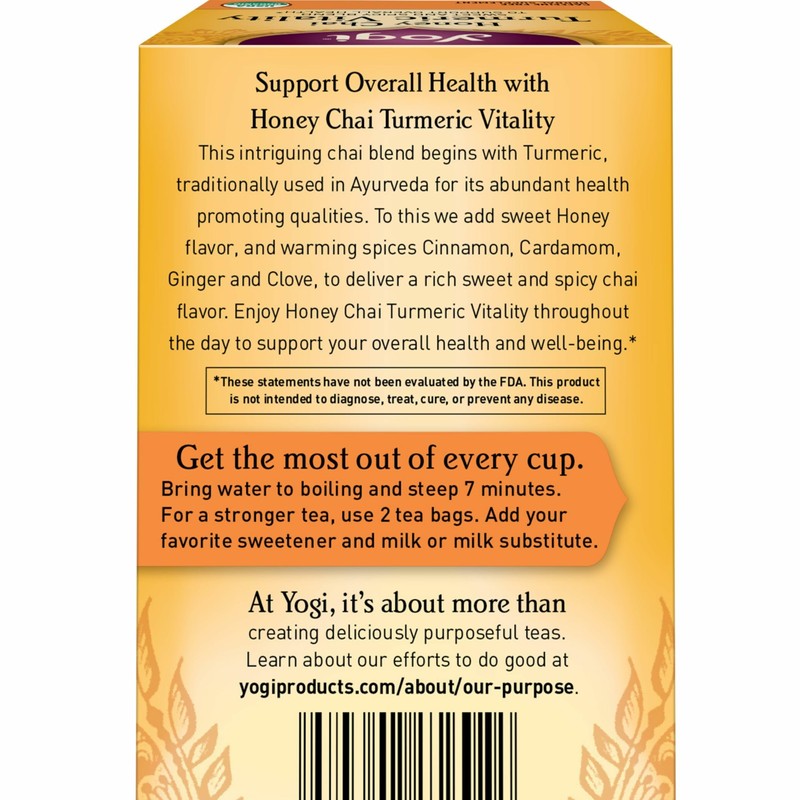 Yogi Tea Honey Chai Turmeric Vitality Tea - 16 Tea