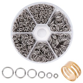 PandaHall Elite 1 Box 4/5/6/8/9/10mm Mixed 304 Stainless Steel Open Jump Rings Sets for Jewellery Making,about 1000 pcs in One Box