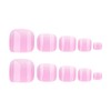Short Square French Press On Toenails Pink White Gradient Fake