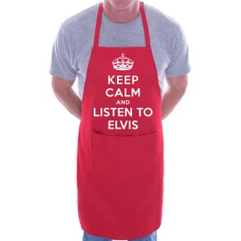 Print4U Keep Calm And Listen To Elvis BBQ Cooking Funny Novelty Apron Red