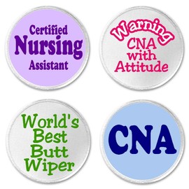 Set of 4 CNA Themed Nursing Nurse 3" Sew On Patches Certified Nursing Assistant
