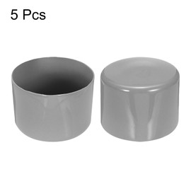 sourcing map 5pcs Rubber End Caps Protective Caps 60mm ID Vinyl PVC Round Tube Bolt Cap Cover Screw Thread Protectors Light Gray