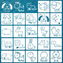 22pcs Baby Shower Stencils, Cute Baby Stencils for Fabric Mixed Animal Pattern Templates Reusable Painting Stencils for Boy Girl Clothes Baby Onesies Shirts