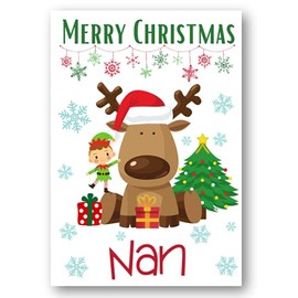 Second Ave Nan Reindeer Elf Children's Kids Christmas Xmas Holiday Festive Greetings Card