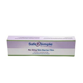 Safe n' Simple Safe n' Simple No Sting Skin Prep Wipes - 75 Individual 2" x 2" Ostomy Barrier Film Wipes - Skin Prep Protective Wipes - Bandage Medical for Skin