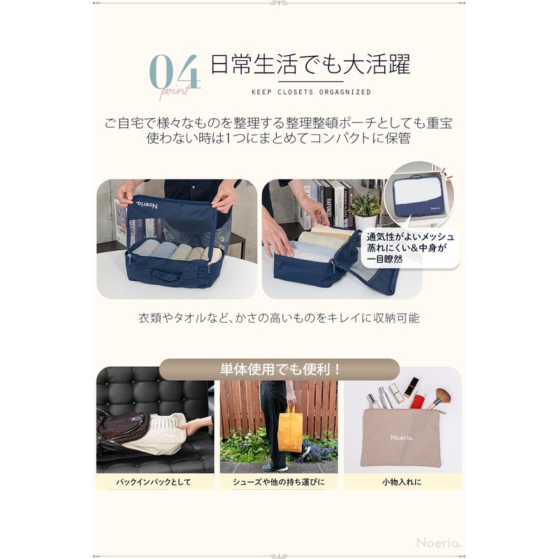 Travel Pouch (Durable Fabric, Machine Washable, Durable), 6-piece Set, Mesh,