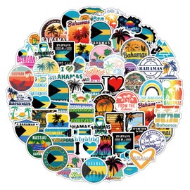 62Pcs Bahamas Stickers Pack, Aesthetic Graphic Vinyl Waterproof Sticker Decals for Water Bottle,Laptop,Phone,Skateboard,Scrapbooking,Bumper Choice for Kids Teens Adults Fans for Party Supply…