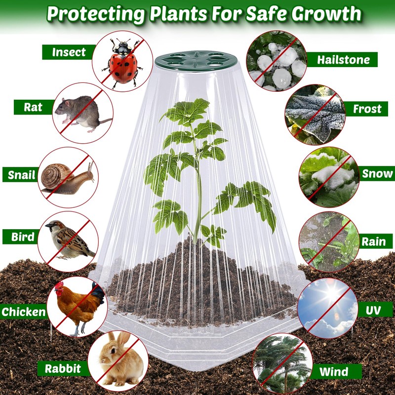 VICAMB 20 Pack Garden Cloches for Plants with 40PCS Ground