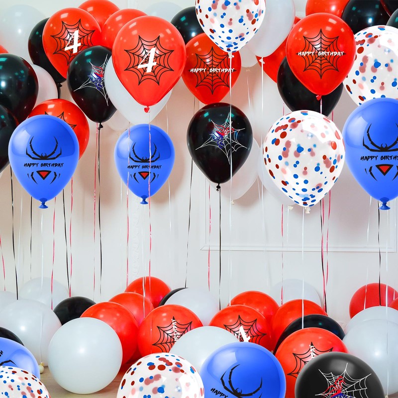 Spider Theme Number Balloons,Spider Pattern 5th Birthday Balloons,Kids Boys Cartoon