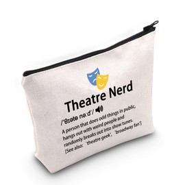 MBMSO Theatre Gifts Theatre Nerd Makeup Bag Drama Gifts Broadway Musical Gifts Theatre Lover Gifts Comedy Tragedy Masks Travel Bag Theatre Geek Gifts (Theatre Nerd bag)