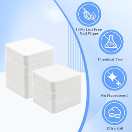 BQAN 600 PCS Nail Lint Free Wipes, Super Absorbent Nail Wipes, Nail Cleaning Pads, Nail Polish Wipes, Eyelash Extension Wipes with 5PCS Nail Dipping Clips (White)