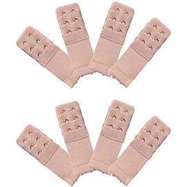 KTOBTEL 8 Pieces Women Bra Extenders 2 Hooks 3 Rows Elastic Bra Band Hook Strap Extensions Bra Accessories (Beige)