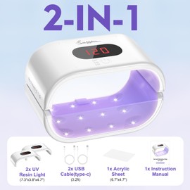 Suzzam UV Light for Resin, Large Double-Sided UV Resin Light, 2 in 1 & Split Usageable, 360° Wide Coverage & 3 Timer Setting Digital Display Screen, 36W Fast Curing for DIY Crafts