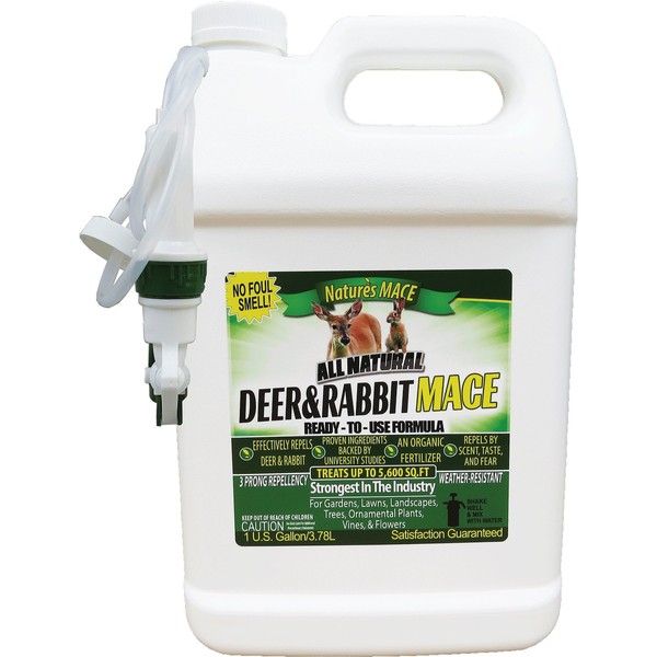 Nature's Mace Deer & Rabbit Repellent 1 Gal Spray/Covers 4,500 Sq. Ft. / Repel Deer from Your Home & Garden. Safe to use Around Children, Plants & Produce. Protect Your Garden Instantly