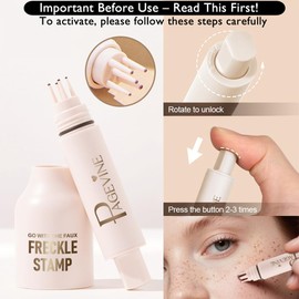 Upgrade Faux Freckle Stamp Pen – Waterproof Fake Freckles Makeup Tool, Natural-Looking Freckle Maker & Spray with Multi-Prong Precision Stamp Head, Long-Lasting Sunkissed Makeup (3# DARK)