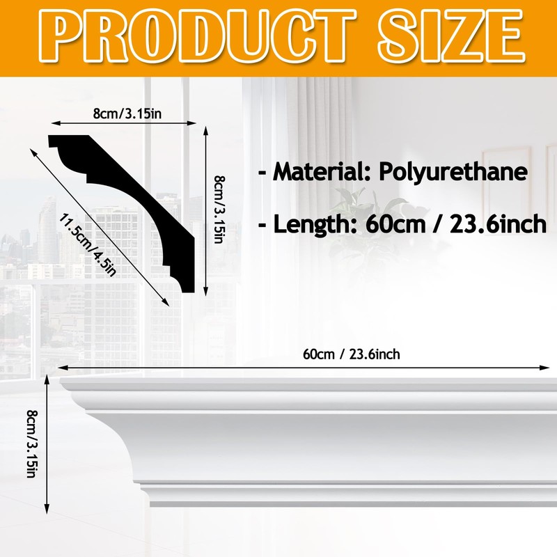 Marsui 4 Pcs Ceiling Crown Molding Trim 4-1/2 Inch Face