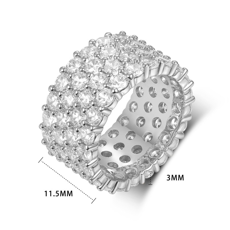 18K White Gold Plated Round-Cut 4 Row Cubic Zirconia All-Around