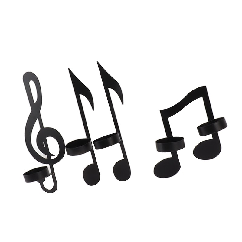 4Pcs Unique Iron Black Music Note Wall Sconce Candle Holder
