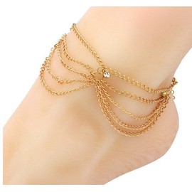 Unbranded 10" Women Chain Tassel Layers Foot Harness Barefoot Sandal Beach Ankle gift S10