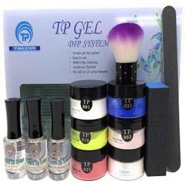 Nail Dipping Powder Value Kit #03. Complete system with 6 dip powder colors 1 oz. per jar plus TP gel dip liquids and accessories.