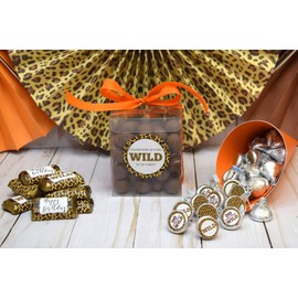 Leopard Print Wild Birthday Party Sticker Bundle Kit 429 pieces!!! Includes 60 2 Circle Stickers for Favors & Goodie Bags, 45 Mini Candy Bar Wrappers, & 324 Round Candy Kiss Stickers by Amanda