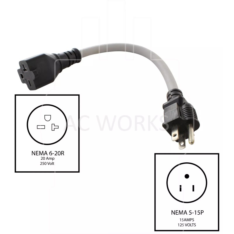 AC WORKS® Flexible EV Charging Adapter NEMA 5-15P to NEMA
