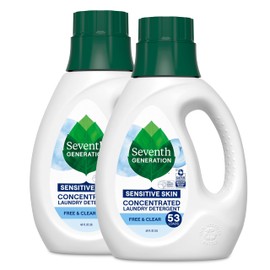 Seventh Generation Concentrated Laundry Detergent Liquid Free & Clear Fragrance Free 40 Fl Oz (Pack of 2)