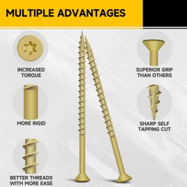 49Pcs Wood Screws #10 x 4 1b Box, Long Trailer Deck Screws 4 inch, T25 Torx Drive Head, Outdoor Construction Screws, Rust Resistant, Epoxy Coated Tan for Exterior Wood Working by Mywish