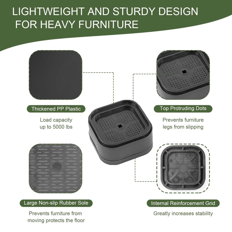 12Pcs Furniture Risers, 2 Inch Raisers Lifter for Sofas, Heavy