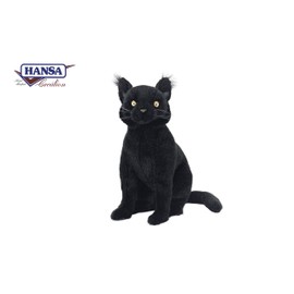 Hansa Black Cat Sitting Plush Soft Toy 35cm 7012