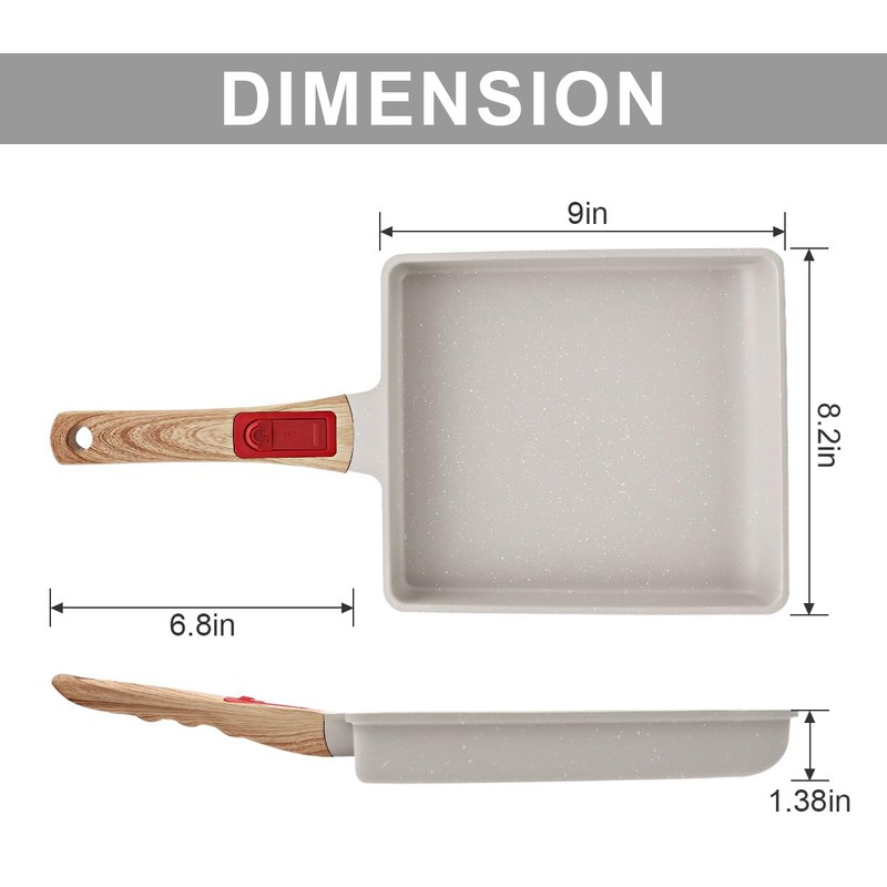 AIKENBBKK Japanese Omelette Pan Nonstick, Large Tamagoyaki Pan Egg Roll