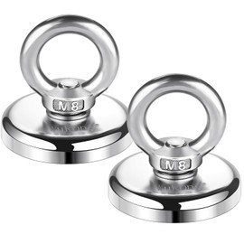 Wukong Pack of 2 Magnetic Fishing 80 kg, Very Strong Magnets 48 mm Large Magnet Neodymium Fishing for Magnetic Fishing Science Industry and Salvage