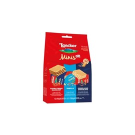 Loacker Minis Mix, Assortimento di Mini Wafer con Crema al Cioccolato, Nocciola e Vaniglia, 3 Varietà in 12 Monoporzioni, Snack Dolci per Tutta la Famiglia, Confezione da 120g