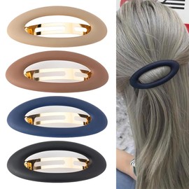 Bangbobi Set of 4 Ellipse Hair Clips for Women, Automatic, Large, Matt, Classic French Hair Clip Set for Women & Girls, Hair Accessories