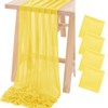 Socomi 4pcs Yellow Gauze Table Runner Chiffon Like Wedding Table