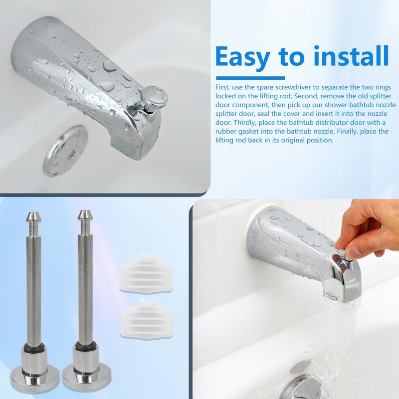 【2025 Latest version】2 Set Tub Spout Diverter Repair Kit, Includes