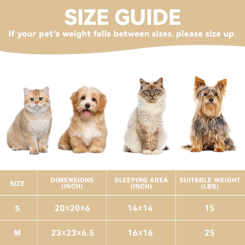 Zerbuger Cat Bed, 20In Dog Beds for Small Dogs, Calming
