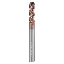 sourcing map Ball Nose End Mill 4 Flute 11/64" Diameter 3/16" Shank Tungsten Carbide TICN Coated Spiral CNC Router Bits 5/8" Cutting Length Single End Ball for Carving Engraving Grinding