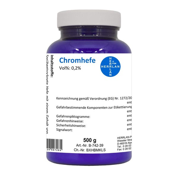 Chromium Yeast Powder 0.2%, 2000 µg/g Trivalent Chromium I 100 g I Herrlan Rohstoffkontor