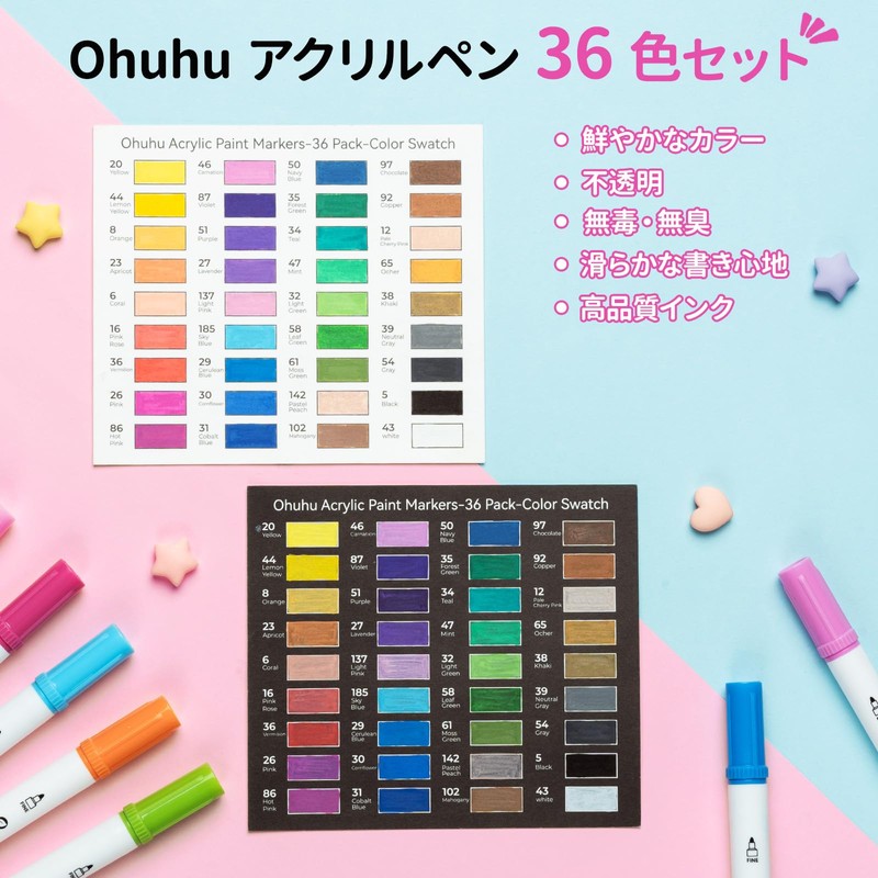 Ohuhu Acrylic Pen, Set of 36 (Dang, Brush Type)
