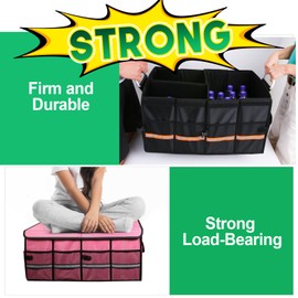 Trunk Organizer, LIBZAKI Cargo Organizer, Premium Multi Compartments Collapsible Portable Trunk Storage for auto, SUV, Truck, Minivan -Black
