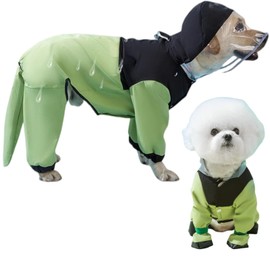 JoyFusion Dog Raincoat with Full Body Water Proof Removable Tail Cover with Hat Durable Material for Long Lasting Durability and Easy to Put on and Take Off Suitable for Walks and Rainy Season Fully