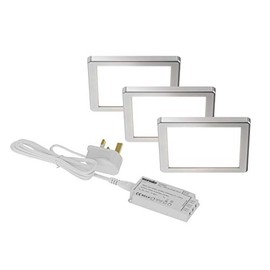 Sensio Plaza - Square Under Cabinet Light - 3 Light Kit Inc LED Driver with Plug - Natural White