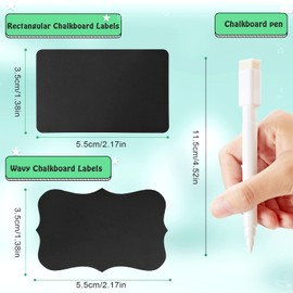 300 Pieces Chalkboard Labels Reusable Waterproof Chalk Sticker Labels with 2 Chalk Liquid Markers for Jar Storage Bins Bottle Craft Kitchen Pantry Office(Rectangle and Wave Style)