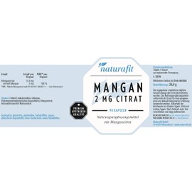 naturafit Manganese 2 mg Citrate Capsules, Pack of 90