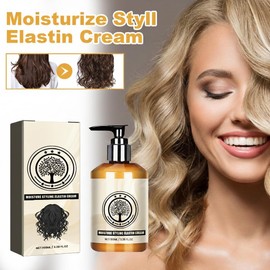Crema potenciadora de rizos con aceite de argán - Elastina hidratante para cabello ondulado y rizado, definidor de rizos antiencrespamiento y crema de peinado hidratante. (1PCS)
