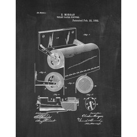 Toilet Paper Holder Patent Print Chalkboard (8" x 10") M13109